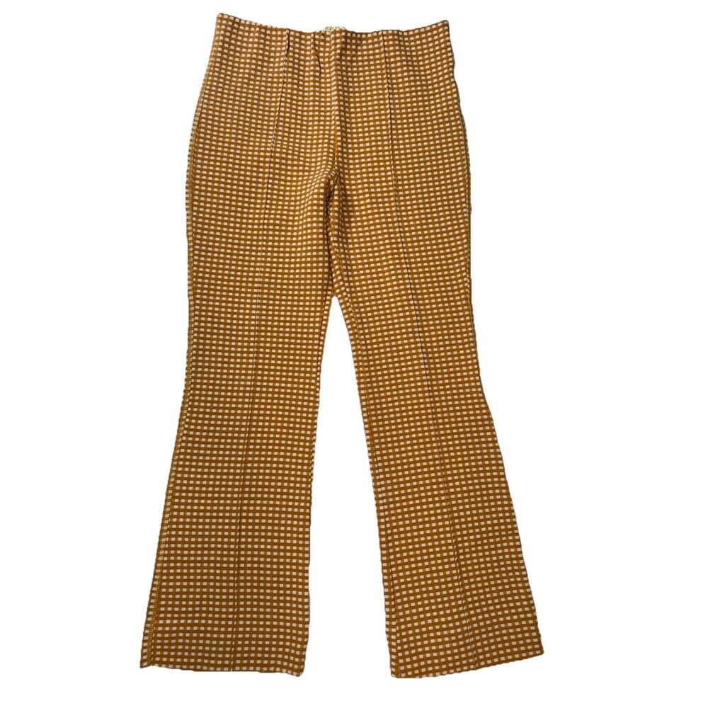 Maeve Mustard Yellow Gingham Ankle Pants. Small.